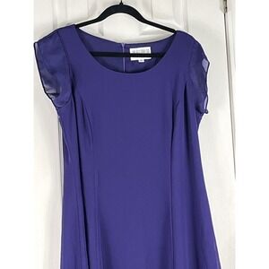 Julian Taylor Purple Maxi Dress Women 16 Flutter Sleeve A-Line Chiffon Gown